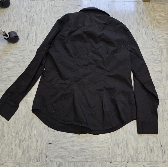 Time And Tru Long Sleeve Collar Size Large Button‎ Down Black Blouse - Picture 5 of 5